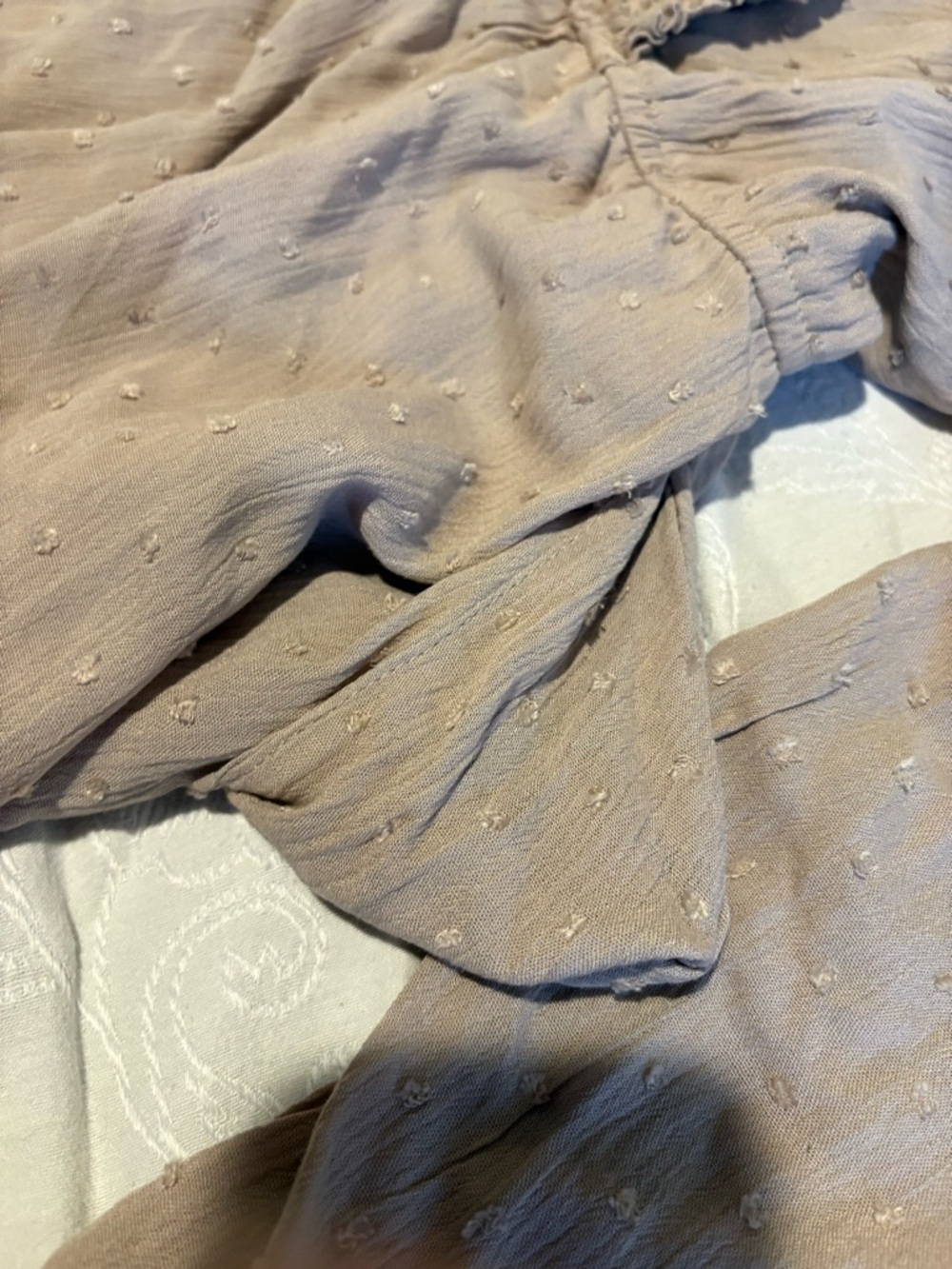 Light Taupe Ruffled V-Neck Peasant Midi - Women - Picture 3 of 5